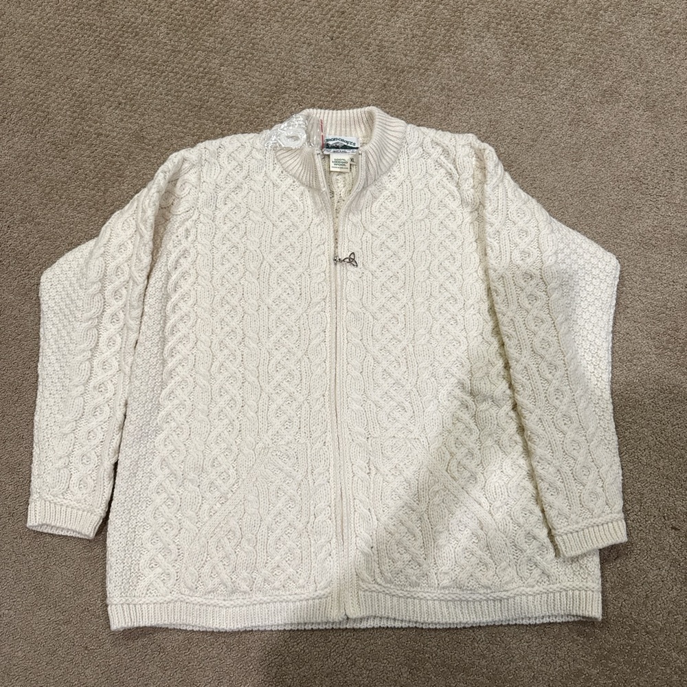 Aran Crafts Ivory Cable Knit Sweater